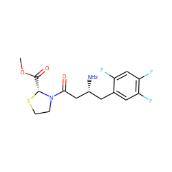 COC(=O)[C@H]1SCCN1C(=O)C[C@H](N)Cc1cc(F)c(F)cc1F ZINC000066098573