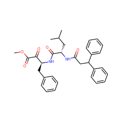 COC(=O)C(=O)[C@H](Cc1ccccc1)NC(=O)[C@H](CC(C)C)NC(=O)CC(c1ccccc1)c1ccccc1 ZINC000044431598