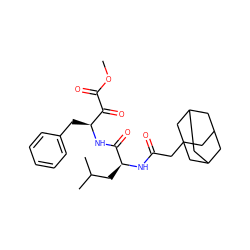 COC(=O)C(=O)[C@H](Cc1ccccc1)NC(=O)[C@H](CC(C)C)NC(=O)CC12CC3CC(CC(C3)C1)C2 ZINC000040410571