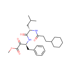COC(=O)C(=O)[C@H](Cc1ccccc1)NC(=O)[C@H](CC(C)C)NC(=O)CCC1CCCCC1 ZINC000040934142
