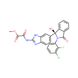 COC(=O)C(=O)Nc1nc2ccc([C@]3(O)c4ccccc4C(=O)N3c3cccc(Cl)c3F)cc2[nH]1 ZINC000116255901