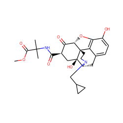 COC(=O)C(C)(C)NC(=O)[C@@H]1C[C@@]2(O)[C@H]3Cc4ccc(O)c5c4[C@@]2(CCN3CC2CC2)[C@@H](O5)C1=O ZINC000169694459