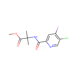 COC(=O)C(C)(C)NC(=O)c1cc(I)c(Cl)cn1 ZINC000146342255