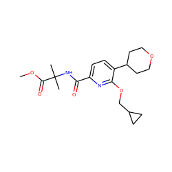 COC(=O)C(C)(C)NC(=O)c1ccc(C2CCOCC2)c(OCC2CC2)n1 ZINC000150076427