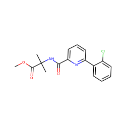 COC(=O)C(C)(C)NC(=O)c1cccc(-c2ccccc2Cl)n1 ZINC000150196526