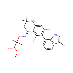 COC(=O)C(C)(C)O/N=C1\CC(C)(C)Nc2cc(F)c(-c3cccc4c(C)c[nH]c34)c(F)c21 ZINC000071319264