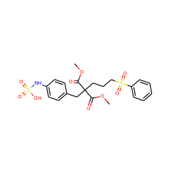 COC(=O)C(CCCS(=O)(=O)c1ccccc1)(Cc1ccc(NS(=O)(=O)O)cc1)C(=O)OC ZINC000036179185