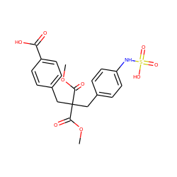 COC(=O)C(Cc1ccc(NS(=O)(=O)O)cc1)(Cc1ccc(C(=O)O)cc1)C(=O)OC ZINC000036179193