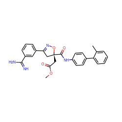 COC(=O)C[C@@]1(C(=O)Nc2ccc(-c3ccccc3C)cc2)CC(c2cccc(C(=N)N)c2)=NO1 ZINC000013799262