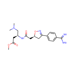 COC(=O)C[C@@H](CN(C)C)NC(=O)C[C@@H]1CC(c2ccc(C(=N)N)cc2)=NO1 ZINC000013763290