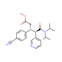 COC(=O)C[C@@H](c1ccc(C#N)cc1)[C@@H](C(=O)N(C(C)C)C(C)C)c1cccnc1 ZINC000036159742