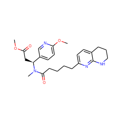 COC(=O)C[C@@H](c1ccc(OC)nc1)N(C)C(=O)CCCCc1ccc2c(n1)NCCC2 ZINC000025998735