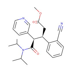 COC(=O)C[C@@H](c1ccccc1C#N)[C@@H](C(=O)N(C(C)C)C(C)C)c1cccnc1 ZINC000036159773