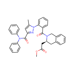 COC(=O)C[C@@H]1Cc2ccccc2CN1C(=O)c1ccccc1-n1nc(C(=O)N(c2ccccc2)c2ccccc2)cc1C ZINC000029465071