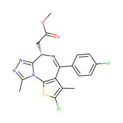 COC(=O)C[C@@H]1N=C(c2ccc(Cl)cc2)c2c(sc(Cl)c2C)-n2c(C)nnc21 ZINC000145811950