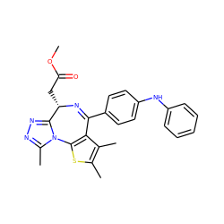 COC(=O)C[C@@H]1N=C(c2ccc(Nc3ccccc3)cc2)c2c(sc(C)c2C)-n2c(C)nnc21 ZINC000034836804