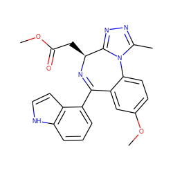 COC(=O)C[C@@H]1N=C(c2cccc3[nH]ccc23)c2cc(OC)ccc2-n2c(C)nnc21 ZINC000263620963