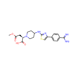 COC(=O)C[C@H](C(=O)O)N1CCC(Nc2nc(-c3ccc(C(=N)N)cc3)cs2)CC1 ZINC000027080789