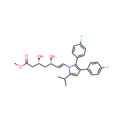 COC(=O)C[C@H](O)C[C@H](O)/C=C/n1c(C(C)C)cc(-c2ccc(F)cc2)c1-c1ccc(F)cc1 ZINC000013833971