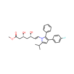 COC(=O)C[C@H](O)C[C@H](O)/C=C/n1c(C(C)C)cc(-c2ccc(F)cc2)c1-c1ccccc1 ZINC000013833976