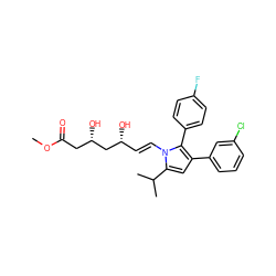 COC(=O)C[C@H](O)C[C@H](O)/C=C/n1c(C(C)C)cc(-c2cccc(Cl)c2)c1-c1ccc(F)cc1 ZINC000013833973