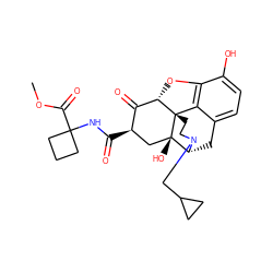 COC(=O)C1(NC(=O)[C@@H]2C[C@@]3(O)[C@H]4Cc5ccc(O)c6c5[C@@]3(CCN4CC3CC3)[C@@H](O6)C2=O)CCC1 ZINC000169694471