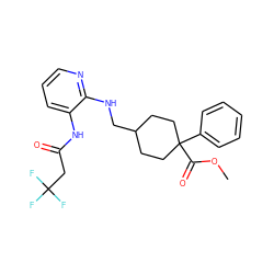 COC(=O)C1(c2ccccc2)CCC(CNc2ncccc2NC(=O)CC(F)(F)F)CC1 ZINC000028818979