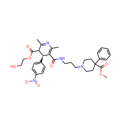 COC(=O)C1(c2ccccc2)CCN(CCCNC(=O)C2=C(C)N=C(C)C(C(=O)OCCO)[C@@H]2c2ccc([N+](=O)[O-])cc2)CC1 ZINC000027563042