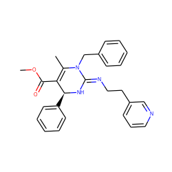 COC(=O)C1=C(C)N(Cc2ccccc2)/C(=N/CCc2cccnc2)N[C@H]1c1ccccc1 ZINC000015937416