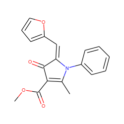 COC(=O)C1=C(C)N(c2ccccc2)/C(=C/c2ccco2)C1=O ZINC000004811314