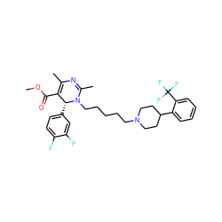 COC(=O)C1=C(C)N=C(C)N(CCCCCN2CCC(c3ccccc3C(F)(F)F)CC2)[C@@H]1c1ccc(F)c(F)c1 ZINC000027526618