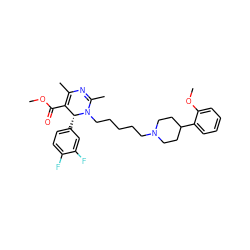 COC(=O)C1=C(C)N=C(C)N(CCCCCN2CCC(c3ccccc3OC)CC2)[C@@H]1c1ccc(F)c(F)c1 ZINC000027547674