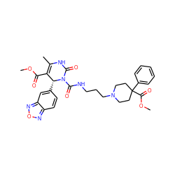 COC(=O)C1=C(C)NC(=O)N(C(=O)NCCCN2CCC(C(=O)OC)(c3ccccc3)CC2)[C@@H]1c1ccc2nonc2c1 ZINC000027526913