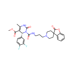 COC(=O)C1=C(C)NC(=O)N(C(=O)NCCCN2CCC3(CC2)C(=O)Oc2ccccc23)[C@@H]1c1ccc(F)c(F)c1 ZINC000027527130