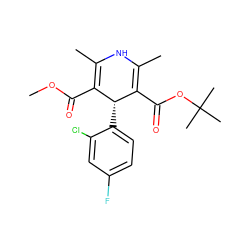 COC(=O)C1=C(C)NC(C)=C(C(=O)OC(C)(C)C)[C@@H]1c1ccc(F)cc1Cl ZINC000058603982