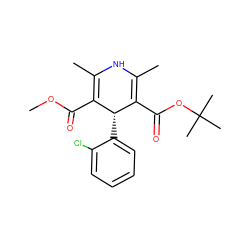 COC(=O)C1=C(C)NC(C)=C(C(=O)OC(C)(C)C)[C@@H]1c1ccccc1Cl ZINC000058569548