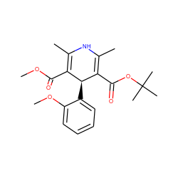 COC(=O)C1=C(C)NC(C)=C(C(=O)OC(C)(C)C)[C@H]1c1ccccc1OC ZINC000058568321