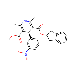 COC(=O)C1=C(C)NC(C)=C(C(=O)OC2Cc3ccccc3C2)[C@H]1c1cccc([N+](=O)[O-])c1 ZINC000049111179