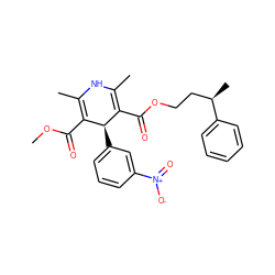 COC(=O)C1=C(C)NC(C)=C(C(=O)OCC[C@@H](C)c2ccccc2)[C@H]1c1cccc([N+](=O)[O-])c1 ZINC000049088495