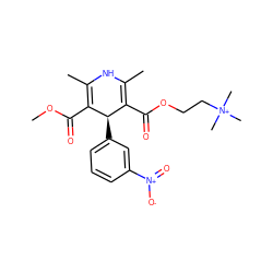 COC(=O)C1=C(C)NC(C)=C(C(=O)OCC[N+](C)(C)C)[C@H]1c1cccc([N+](=O)[O-])c1 ZINC000084466212