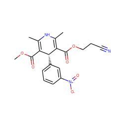 COC(=O)C1=C(C)NC(C)=C(C(=O)OCCC#N)[C@@H]1c1cccc([N+](=O)[O-])c1 ZINC000022057523