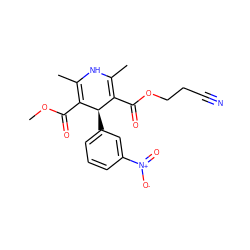 COC(=O)C1=C(C)NC(C)=C(C(=O)OCCC#N)[C@H]1c1cccc([N+](=O)[O-])c1 ZINC000022057527