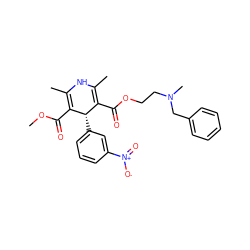 COC(=O)C1=C(C)NC(C)=C(C(=O)OCCN(C)Cc2ccccc2)[C@@H]1c1cccc([N+](=O)[O-])c1 ZINC000019796087