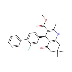 COC(=O)C1=C(C)NC2=C(C(=O)CC(C)(C)C2)[C@H]1c1ccc(-c2ccccc2)c(F)c1 ZINC000095575906