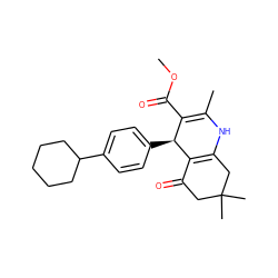 COC(=O)C1=C(C)NC2=C(C(=O)CC(C)(C)C2)[C@H]1c1ccc(C2CCCCC2)cc1 ZINC000095572155