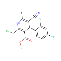 COC(=O)C1=C(CCl)NC(C)=C(C#N)[C@@H]1c1ccc(F)cc1Cl ZINC000049071033