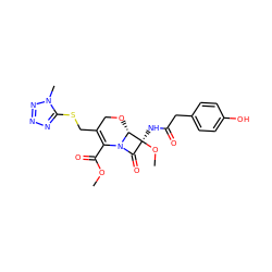 COC(=O)C1=C(CSc2nnnn2C)CO[C@H]2N1C(=O)[C@]2(NC(=O)Cc1ccc(O)cc1)OC ZINC000026486638