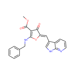 COC(=O)C1=C(NCc2ccccc2)O/C(=C\c2c[nH]c3ncccc23)C1=O ZINC001772633972