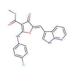 COC(=O)C1=C(Nc2ccc(Cl)cc2)O/C(=C\c2c[nH]c3ncccc23)C1=O ZINC001772654230