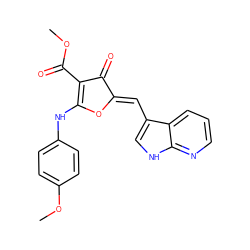 COC(=O)C1=C(Nc2ccc(OC)cc2)O/C(=C\c2c[nH]c3ncccc23)C1=O ZINC001772577200